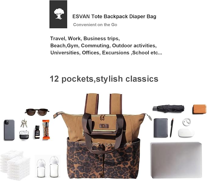 Diaper Tote Bag Totepack Backpack 2 in 1 for Women Multifunctional Large Capacity with Insulated Pockets Travel | Multifunctional - Image 4