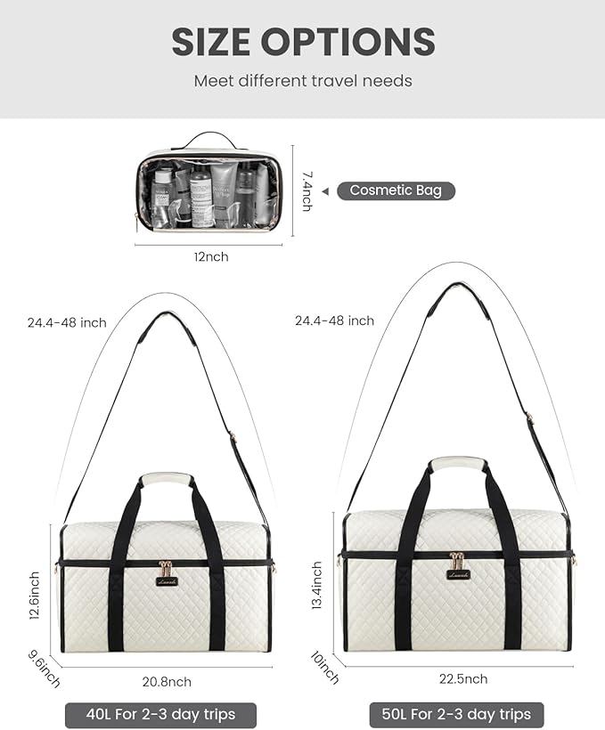 LOVEVOOK Travel Duffle Bag - Weekender & Overnight Bag with Toiletry & Wet Pocket, Carry-On Size, 3pc Set - Image 4