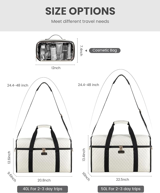 LOVEVOOK Travel Duffle Bag - Weekender & Overnight Bag with Toiletry & Wet Pocket, Carry-On Size, 3pc Set - Image 4
