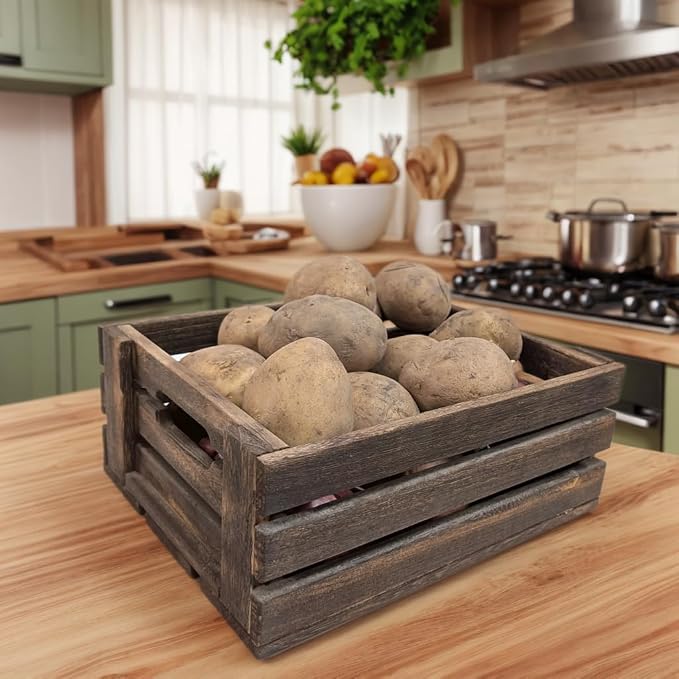 Rustic Vintage Finished 2 Packs Wooden Crate with Handles - Nesting Storage Display Organization Crate for Party Office Bedroom Kitchen and Closet - Image 9