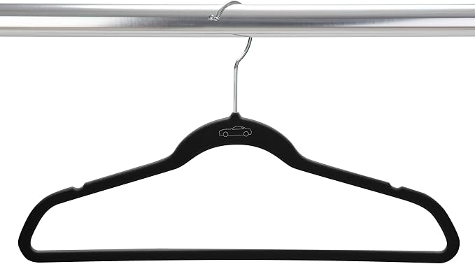 Simplify 100 Pack Kids Velvet Hangers | Slim | Non-Slip Design | Space Saving | Childrens Clothes | Shirts | Pants | Dresses | Baby Nursery | Closet Storage & Organization | Black - Image 6