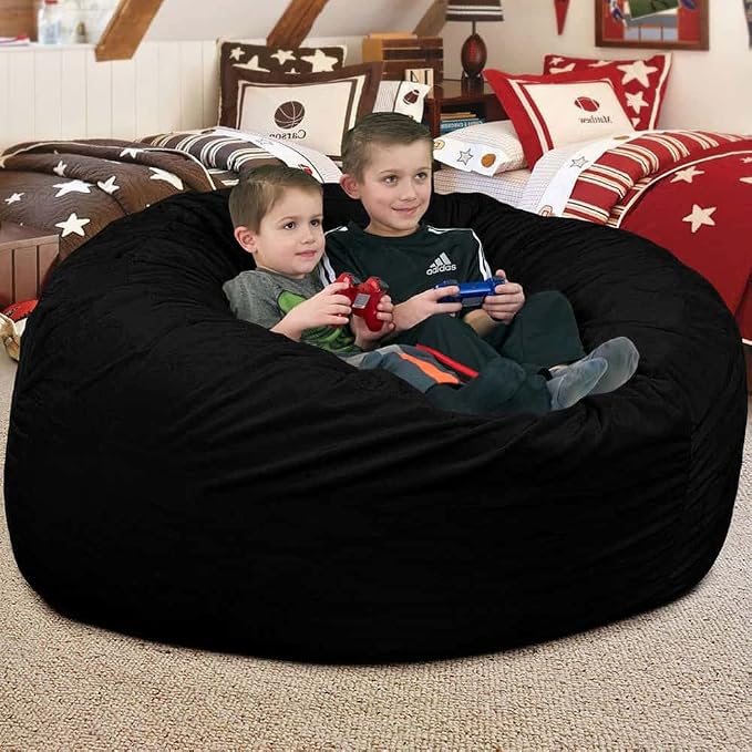 ULTIMATE SACK | 4 Ft Bean Bag Chair Replacement Cover Only | Black Fur | Removable Washable Cover only - Image 8