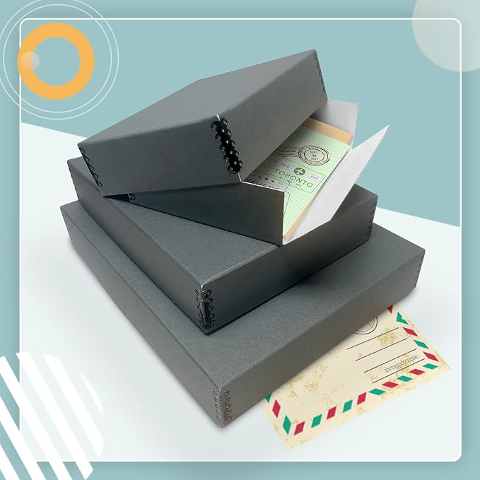 Golden State Art, Drop Front Archival Storage Box, Gray, 8.75x10.75x3 Inch | Acid-Free Museum Box with Metal Edge Corner, for Storing Artwork Photos Documents Prints Arts And Crafts - Image 7