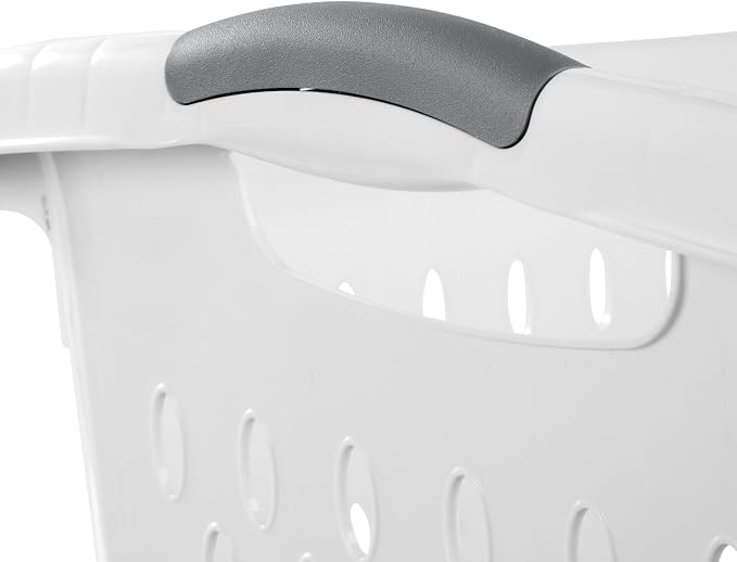 (2 Pcs) 2.7 Bushel Extra Large Plastic Laundry Basket with 2 Carry Handles, For use in the Laundry Room, Dorm Room or Bedroom，White - Image 4