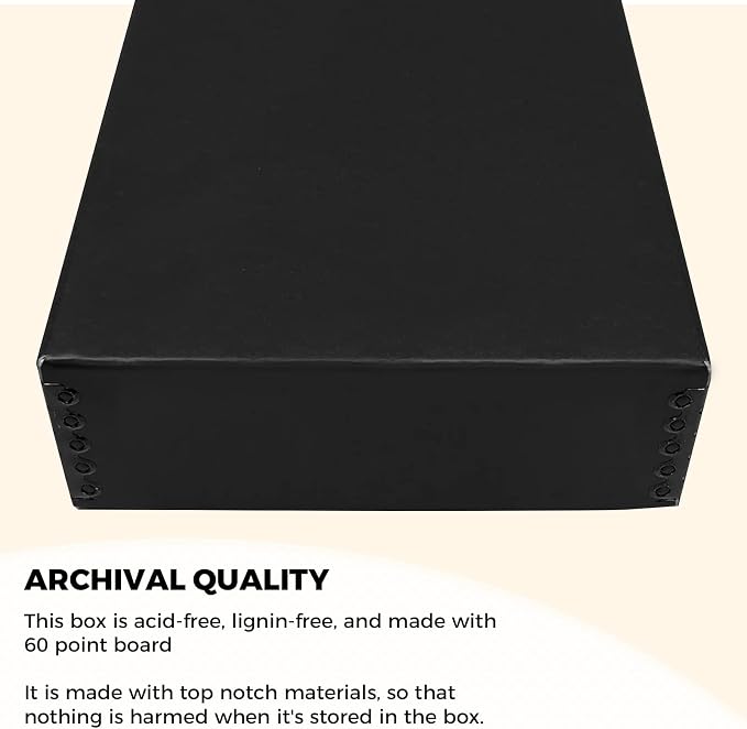 Golden State Art, Drop Front Archival Storage Box, 9.25"x11.75"x3"-Black | Acid-Free 8.5x11 Museum Photo Storage Box with Metal Edge, Preserve Documents, Prints, Poster, Photographs, Arts And Crafts - Image 5