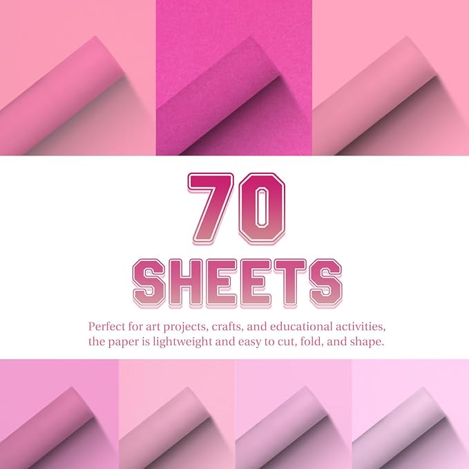 Construction Paper 8.5x11 in,70 Sheets,Set of 7 Colors 178GSM/65LB Heavyweight Construction Paper,Crafts,Arts,School Classroom Art Supplies Assorted Colors Bulk Paper (Pack of 2) - Image 3