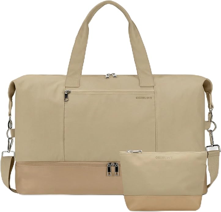 Women's Weekender bag Travel Duffel Bag with Shoe Compartment 21-inch Airline-Approved Carry-On, 2-Piece Overnight Bag Set Personal Item Luggage by GAYUAPEIABAG