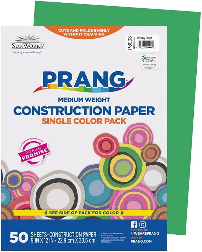 Prang Construction Paper, 9" x 12", Holiday Green, 50/Pack, 50 Packs | Formerly SunWorks, Class Pack, 2500 Sheets Total, P8003 - Image 3
