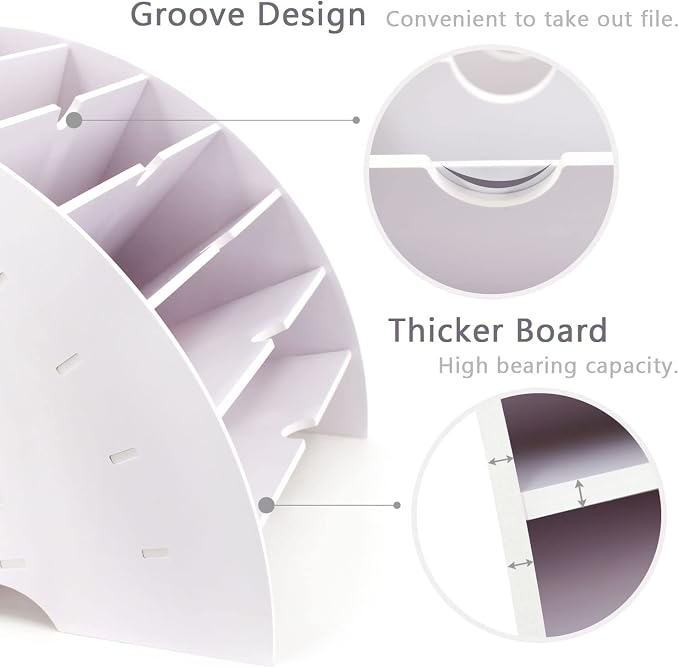 SONGWAY Fan Shaped Desk File Organizer - 6 Compartments File Holder for Desktop, Magazine Rack, Mail Holder, File Sorter, Paper Organizer for Home Office Classroom, White - Image 4