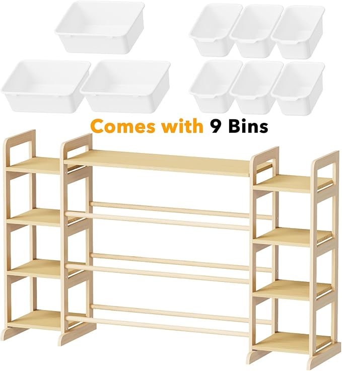 SpaceAid Large Toy Storage Organizer 9 Shelves 9 Bins, Toy Organizers Storage Bookshelf, Kids Bin Shelf Toys Box Bookcase for Bedroom Playroom Organization Room Decor, White - Image 7