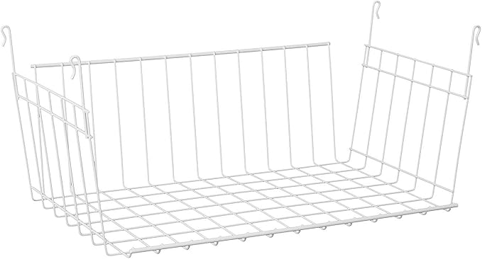 ClosetMaid 17 Inch Wide Hanging Basket Wire Shelving Accessory for Closet Shelves, Pantry Organizer, Kitchen, and Bathroom Storage, 2 Pack, White - Image 2