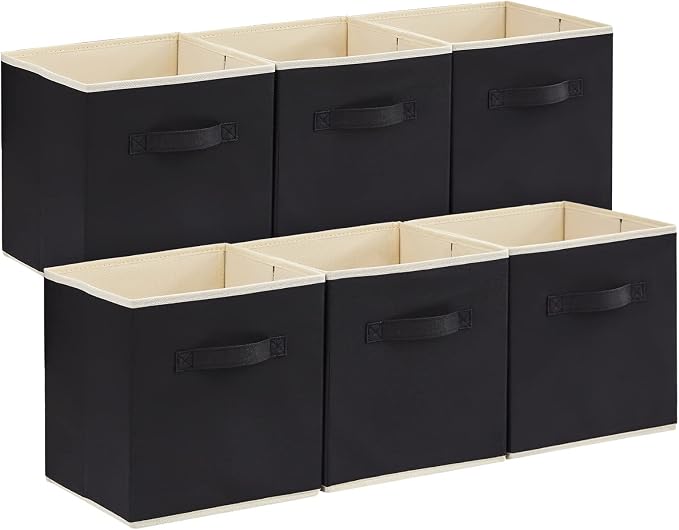 Lifewit Storage Cubes, 13 Inch Organizer Bins, 36L Black, 6 Packs | Foldable Decorative Fabric Storage Baskets for Organizing Home Organizers with Handles for Shelves, Closet by Lifewit