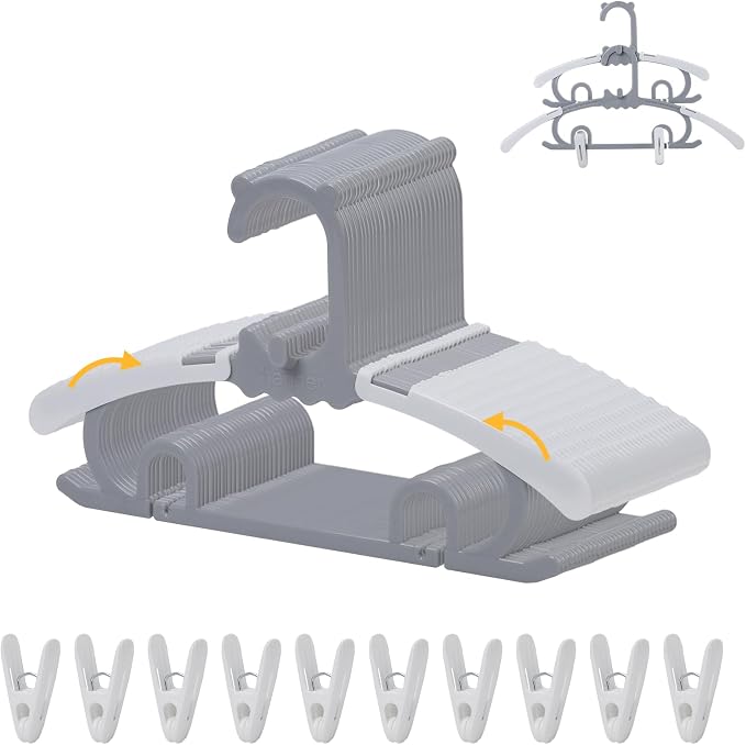 30 Pack Baby Hangers with 16 Clips 11-15 Inch Adjustable Kid Hanger Grey | Multifunctional Children Hanger for Girl Boy Toddler Kids Child by YeJieYJ