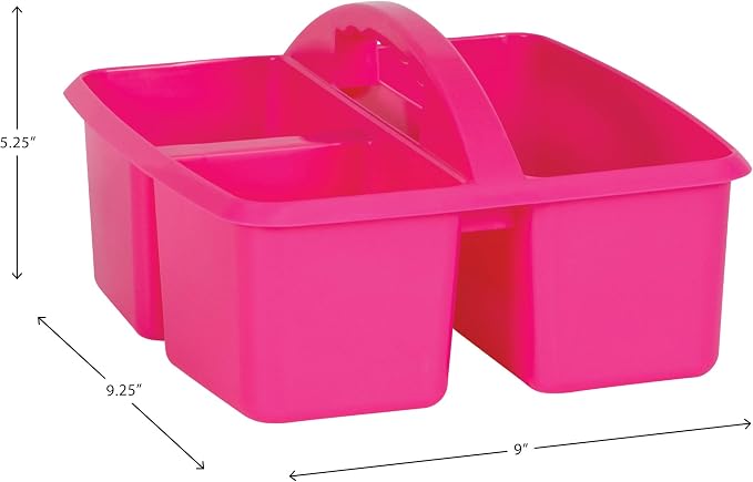 Teacher Created Resources Pink Portable Plastic Storage Caddy 6-Pack for Classrooms, Kids Room, and Office Organization, 3 Compartment - Image 3