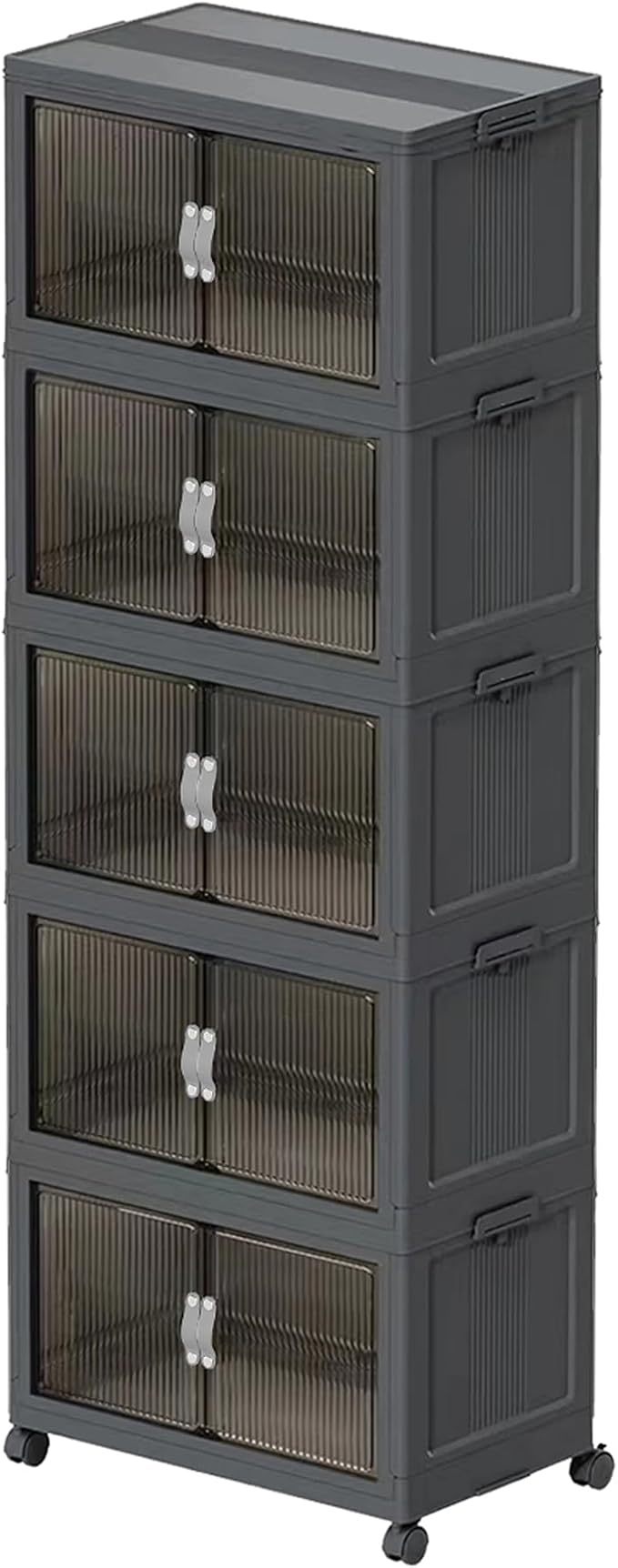 Collapsible Storage Bins with Lids Dark Grey Stackable Plastic Organizers for Clothes, Decor, Craft Supplies & Home Storage by Unknown