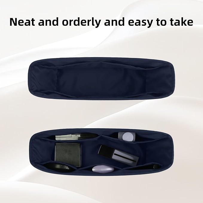 DGAZ Silk Purse Organizer Insert for Neverfullbag(Blue nuit,MM) | Soft and Lightweight,Perfect Fit,Multi-pocket Storage,Bag Protector,Luxury Bag Care,Handmade,for Smooth Bag Organizer - Image 5