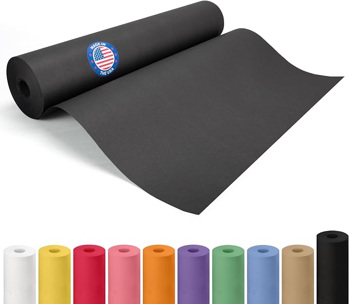 Black Paper Roll 18" x 2160" (180 feet) - USA-Made Black Kraft Paper 50lb Thickness - Ideal for Wrapping, Packing, Moving, Shipping, and Arts & Crafts - 100% Recycled Natural Material by IDL Packaging by IDLPackaging