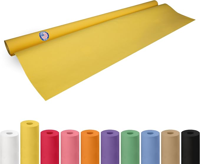 48" x 1200" (100 feet) Yellow Kraft Paper Roll - USA-Made Quality Craft Paper for Gift Wrapping, Kids' Arts & Crafts, School Projects - 100% Recycled Natural Material 50lb Thickness by IDL Packaging by IDLPackaging