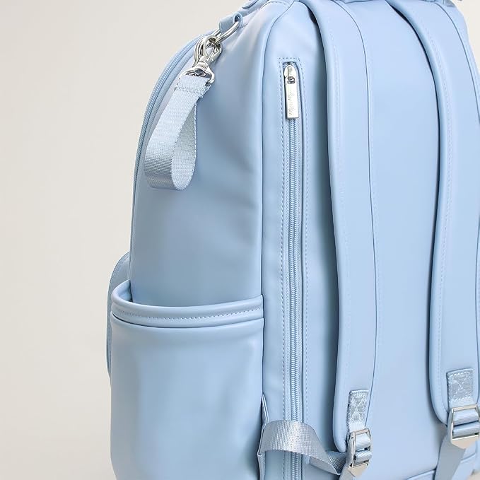 Itzy Ritzy Boss Plus Large Diaper Bag Backpack with 19 Pockets (Teddy Blue) | Includes 2 Insulated Bottle Pockets, Changing Pad, Stroller Clips, Comfortable Padded Straps, Easy-to Clean, Travel-Ready - Image 10