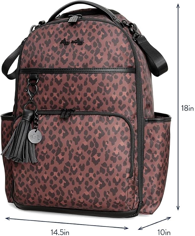 Itzy Ritzy Boss Plus Large Diaper Bag Backpack with 19 Pockets (Leopard) | Includes 2 Insulated Bottle Pockets, Changing Pad, Stroller Clips, Comfortable Padded Straps, Easy-to Clean, Travel-Ready - Image 11