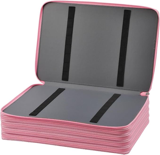 Large Capacity Colored Pencil Case - 500 Slots PU leather with Zipper Closure Portable Organizer for Watercolor Pencils Ideal for Artists（Pink） - Image 2