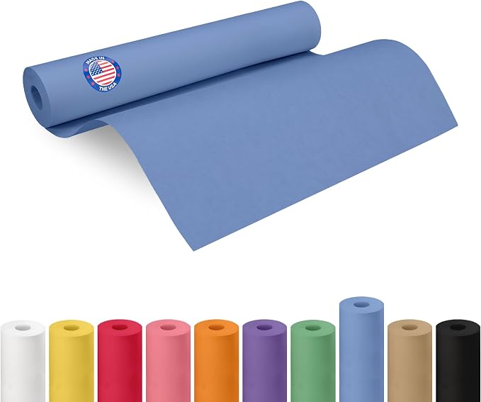 18" x 1200" (100 feet) Blue Kraft Paper Roll - USA-Made Quality Craft Paper for Gift Wrapping, Kids' Arts & Crafts, School Projects - 100% Recycled Natural Material 50lb Thickness by IDL Packaging by IDLPackaging