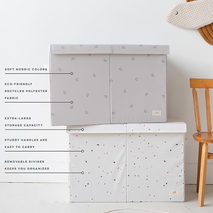 3 Sprouts Recycled Fabric Toy Chest, Extra Large, With Lid, Blueberry Taupe | Recycled fabric, Extra large storage box, Lid included, Collapsible, Sturdy toy bins, Kids bedroom or playroom, Lightweight - Image 3