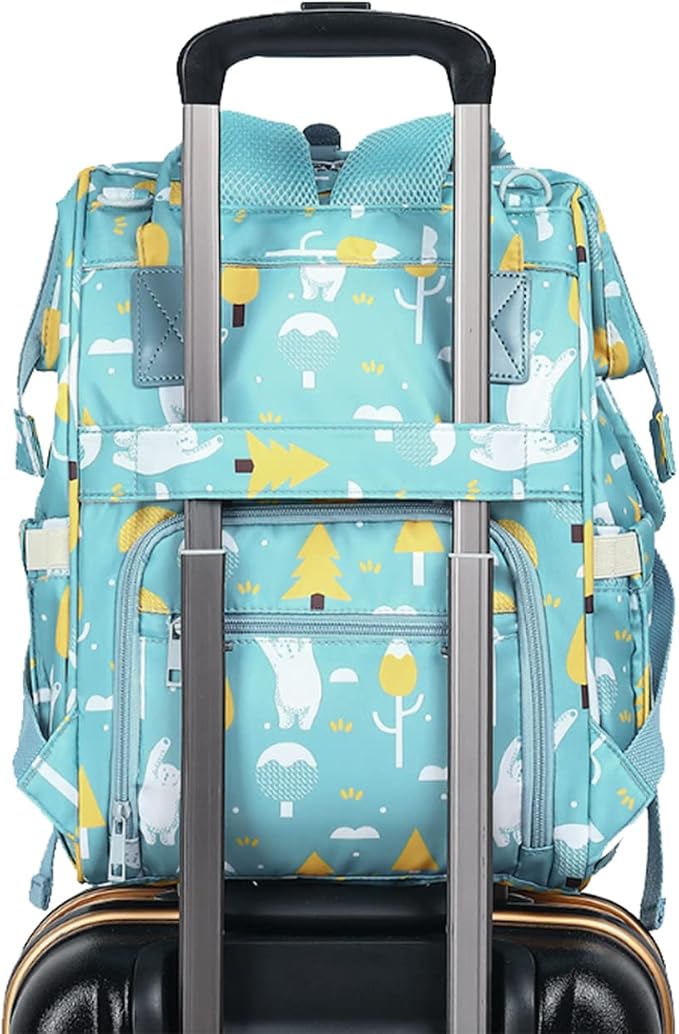 Large Capacity Baby Diaper Bag Backpack Waterproof Travel Nappy Diaper Bags Cute for Girls Boys (Swing Bear) - Image 8
