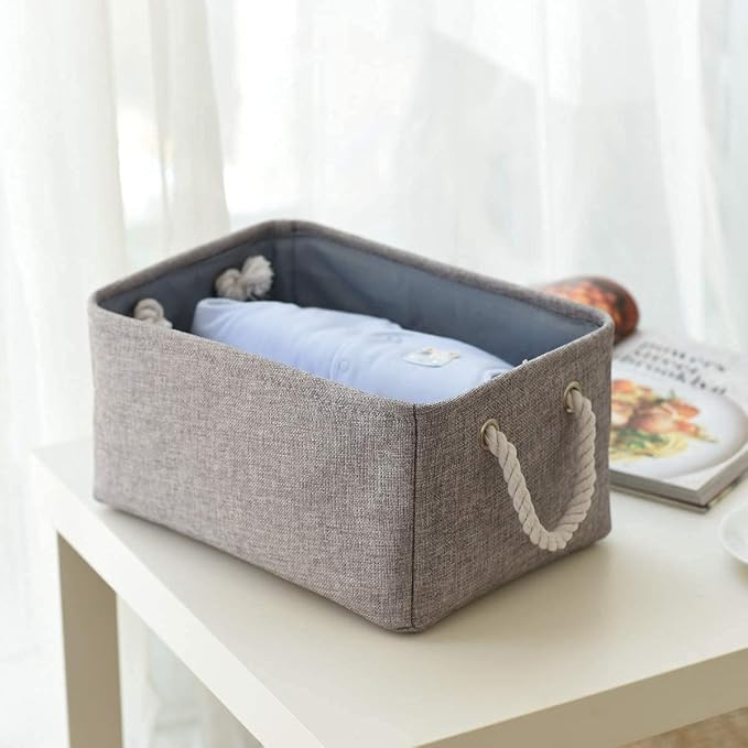Storage Basket Fabric Sturdy Canvas Storage Bins Organizer with Handles for Clothes and Storage Foldable Storage Boxes Cubes - Image 4