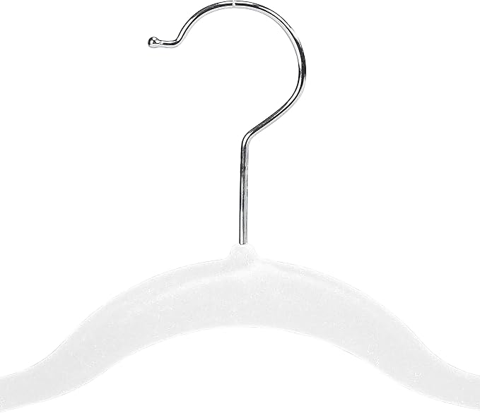 Simplify Velvet Hangers with Clips, 60 Pack, Durable, Non-Slip, Slim Design, White, Organization, Closet, Organization - Image 8