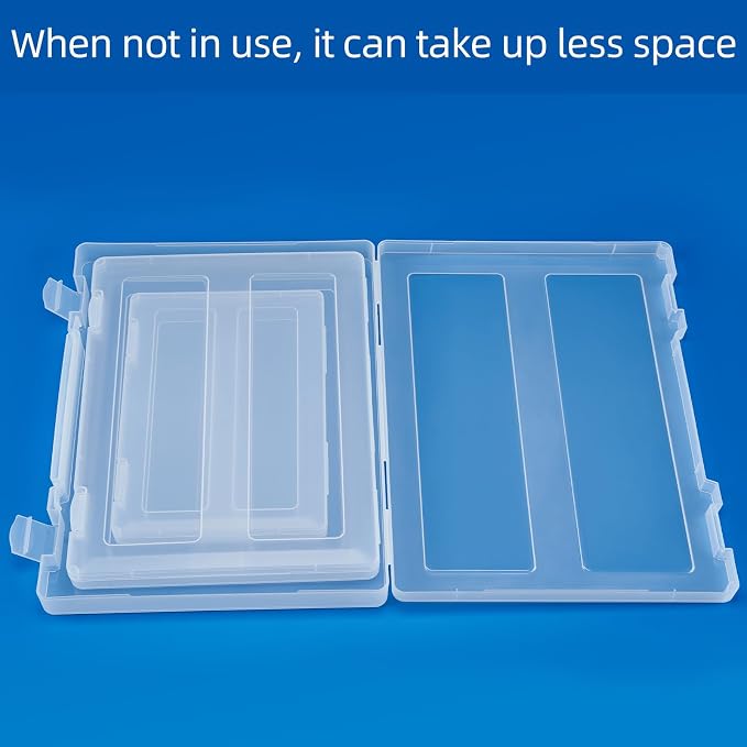 12 Packs Storage Boxes, 8.5 x 11 Plastic Portable Project Case for US letter Size and A4 paper, Plastic Multi-Purpose Thick Scrapbook Storage Box for Office (14x0.6x1.6+12.6x9.5x1+9.5x6.7x0.8 inches) - Image 7