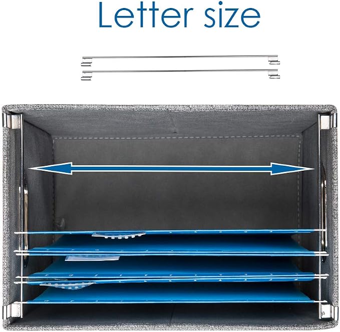 File Organizer Box - Set of 2 Collapsible Decorative Linen Filing Storage Hanging File Folders with Lids Office Cabinet Letter Size Navy Blue (14x9.3x10.8 inch) - Image 5