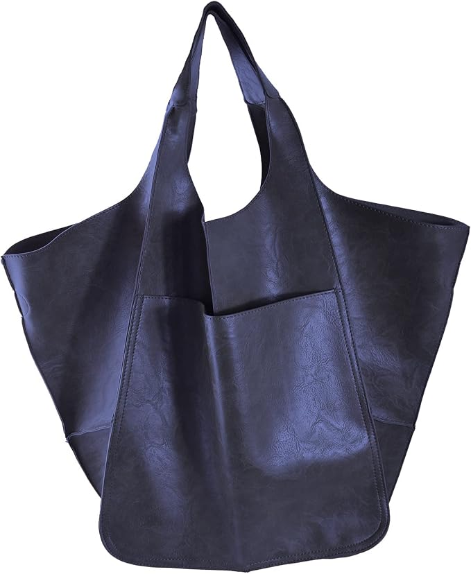 KlaOYer Oversized Leather Tote Bag Huge Capacity Work Hobo Pu Leather Bucket Purse And Handbag Large Soft Travel Shopping Bag by KlaOyer