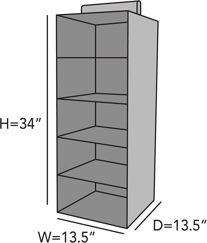Covermates Hanging Closet Organizer, 13.5"W x 13.5"D x 34"H, Brown Heather | durable polyester construction, label window, 3-year warranty - Image 3