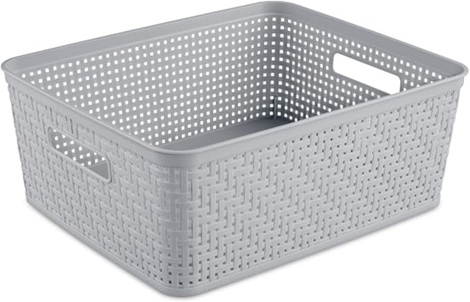 Sterilite 24 Pack Plastic Storage Bin Organization Containers, Short Baskets, Cement - Image 4