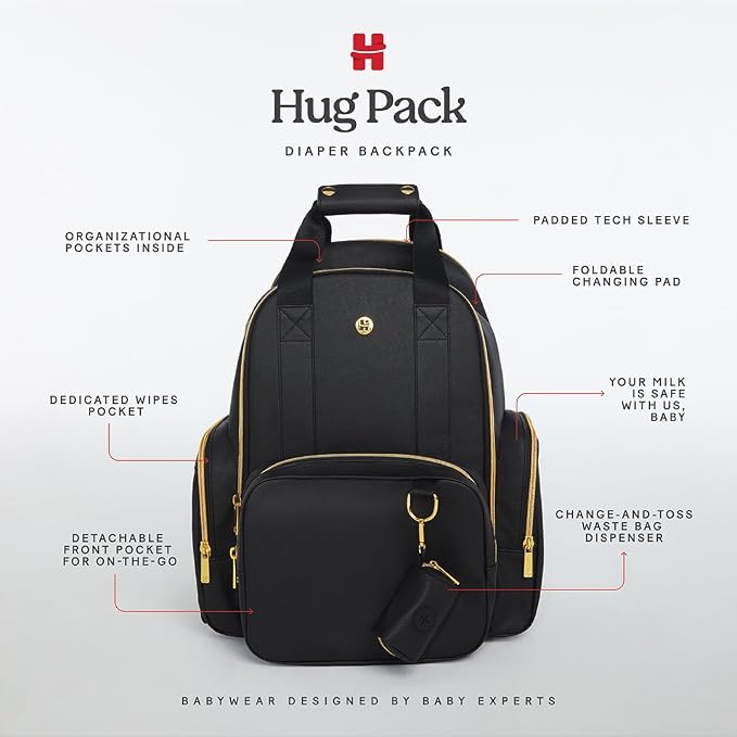 HUGGIES Unisex-adult Signature Hug Pack Diaper Backpack, Black, One Size - Image 5