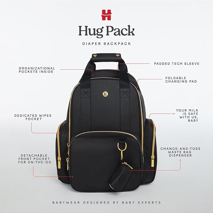 HUGGIES Unisex-adult Signature Hug Pack Diaper Backpack, Dark Grey Heather, One Size - Image 5