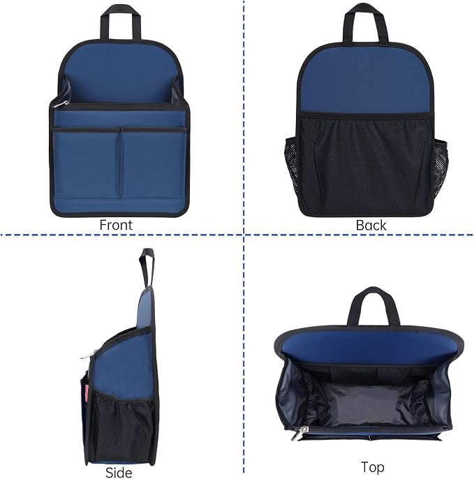 Large Premium Wider Rugged Backpack Organizer Insert for Men Women Work Travel -19 Pockets, Padded Nylon-Navy - Image 6