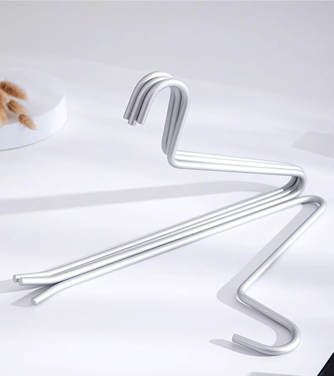 Premium Matte Silvery Aluminum Pants Hanger 10 Pack, 13.7” Extra Smooth & Durable Metal Shirt Dress Hanger,Aluminum Alloy Hanger,Clothing Support,Clothing Hang - Image 6