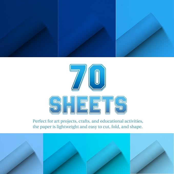 Construction Paper 8.5x11 in,70 Sheets,Set of 7 Colors 178GSM/65LB Heavyweight Construction Paper,Crafts,Arts,School Classroom Art Supplies Assorted Colors Bulk Paper - Image 3