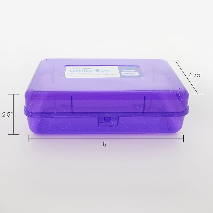 BAZIC PRODUCTS Glitter Multipurpose Pencil Box, Stackable, 4-Set | snap-latch lid for pens, tools, crafts, supplies - Image 3