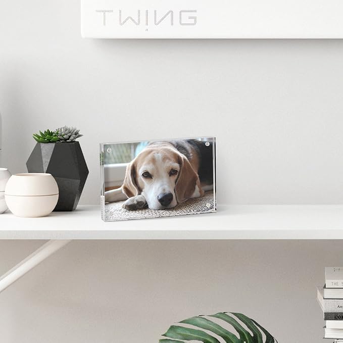 5x7 Acrylic Frame 1 Pack,24MM Thicker Frameless Clear Picture Frames | Freestanding Double Sided Magnetic Picture Frame,Acrylic Picture Frames for Desktop Display with Microfiber Cloth,Gift Ideal - Image 5