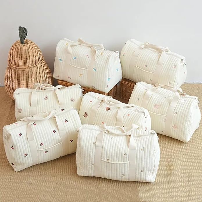 OZK Large Maternity Pack Baby Diaper Bags for Mommy Stroller Nappy Organizer Portable Boston Luggage Travel Changing Messenger Bags, Beige - Image 3