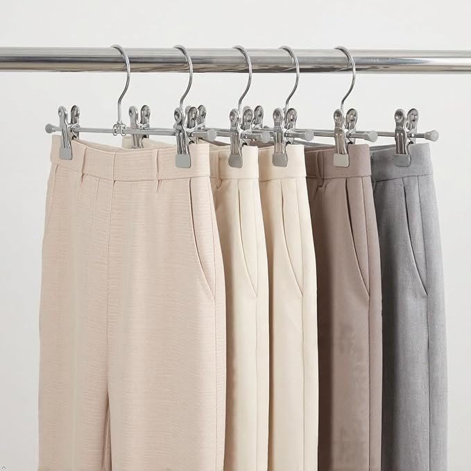 Mawa by Reston Lloyd Non Slip-Space Saving Clothing Hanger for Pant/Skirt with Two Non-Slip Clips, Style K/40D, 15.75", Set of 250, Silver - Image 7