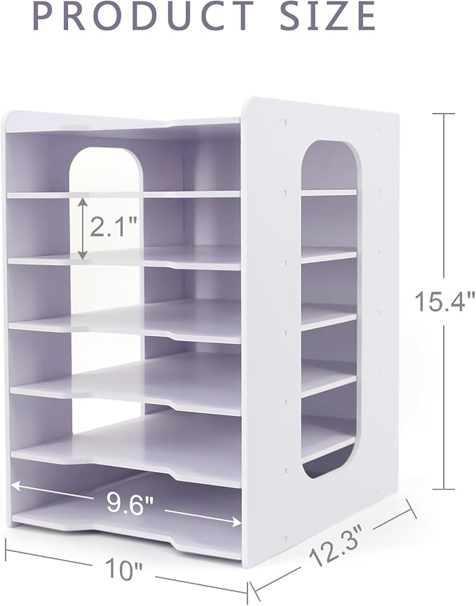 SONGWAY File Organizer for Desk - Desk Organizer for Document, Multifunctional 7 Tier Vertical File Holder, Paper Holder Organizer, Desktop File Organizer for Home Office School Decorations, White - Image 6
