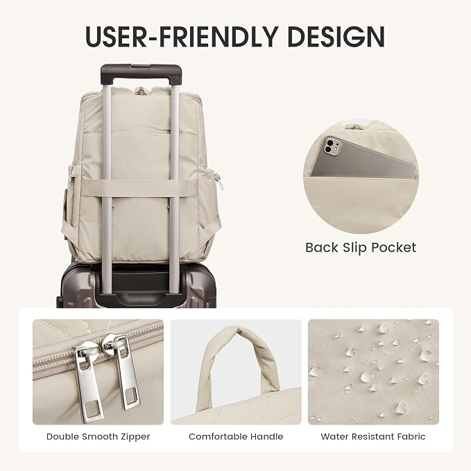 G4Free Diaper Bag Backpack for Moms Dads Travel Baby Bag with Pacifier Case & Insulated Pockets,Beige - Image 6