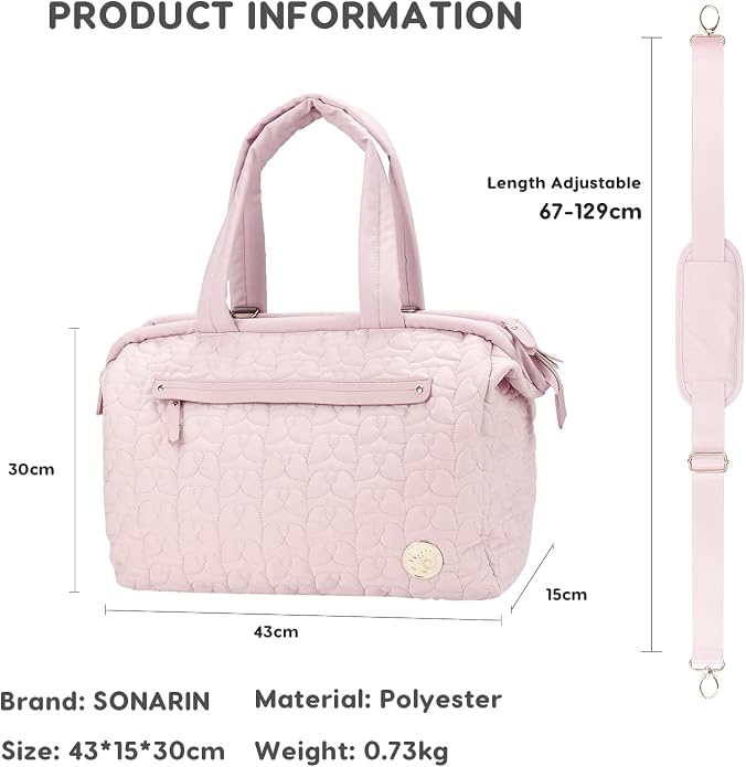 Multi-Pockets Diaper Bag Tote,Stylish Large Capacity Nappy Changing Bag Satchel Messenger Bag Travel Mommy Bag - Image 7