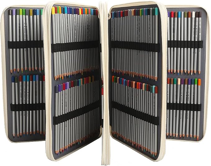 384 Slots Pencil Case, 4-Layer Organizer with Shoulder Strap | 4-layer twill oxford case with 384 elastic slots, carry handle, removable strap, and outer pocket for phone or keys. - Image 4