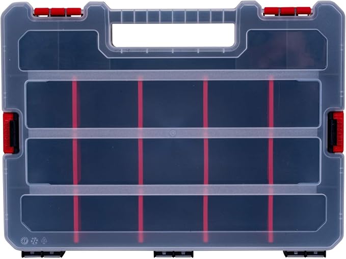 2-Pack Small Parts Organizer Box – Stackable Hardware Storage Organizer Case with 20 Compartments & Dividers – Screw, Nut, Bolt, Drill Bit Organizer for Garage, Workshop, Crafts - Image 5