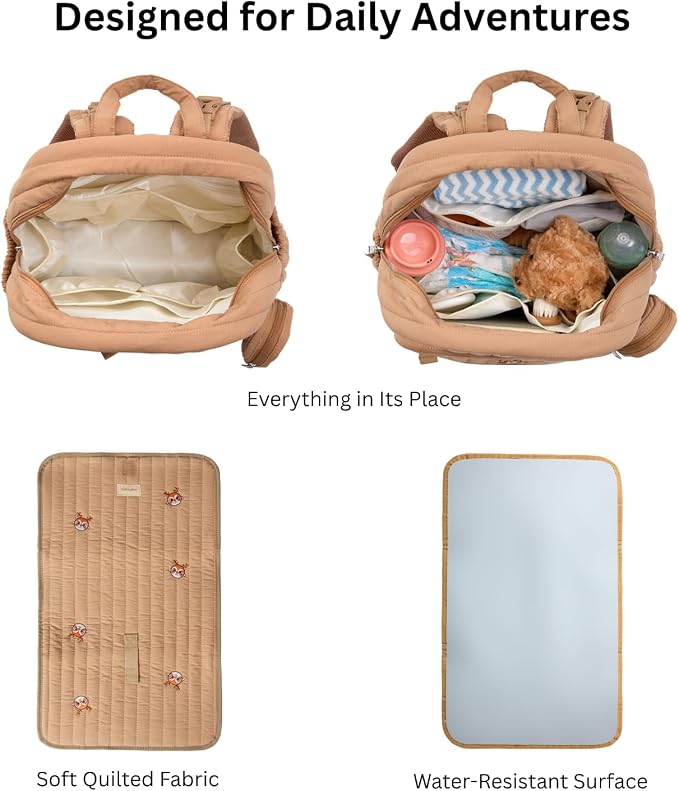 Large Diaper Bag Backpack with Changing Pad, Insulated Bottle Pockets, Travel & Hospital Bag for Mom & Dad (Large - Brown Deer) - Image 3